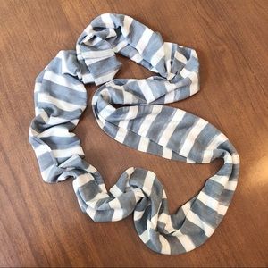 Grey and white stripped infinity scarf